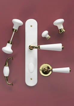 GoodHome Poignée de meuble nœud Porcelaine Vras blanc 96mm* Poignée De Meuble