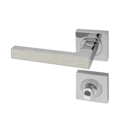 Reivilo Poignée de porte d'intérieur Premium chrome aspect Textile opale à condamnation