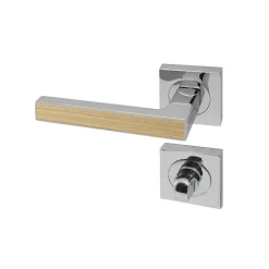 Reivilo Poignée de porte d'intérieur Premium chrome Chêne Naturel à condamnation* Poignée Sur Rosace