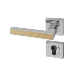 Clearance Reivilo Poignée de porte d'intérieur Premium chrome Chêne Naturel à cylindre