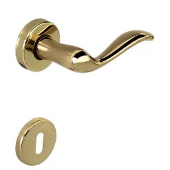 Hardwarexchange Poignée de porte intérieure sur rosace Zamac laiton brillant haute resistance Avec ressort de rappel* Poignée Sur Rosace