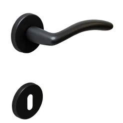Hardwarexchange Poignée de porte intérieure sur rosaceLaiton noir satiné mat Avec ressort de rappel* Poignée Sur Rosace