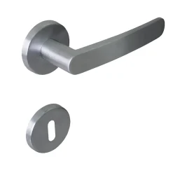 Hardwarexchange Poignée de porte intérieure sur rosace Zamac chrome satiné Avec ressort de rappel* Poignée Sur Rosace