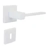 Clearance Hardwarexchange Poignée de porte intérieure sur rosaceZamac blanc brillant Avec ressort de rappel