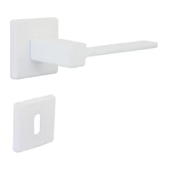 Clearance Hardwarexchange Poignée de porte intérieure sur rosaceZamac blanc brillant Avec ressort de rappel