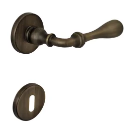 Hardwarexchange Poignée de porte intérieure sur rosaceZamac bronze brossé mat Avec ressort de rappel* Poignée Sur Rosace