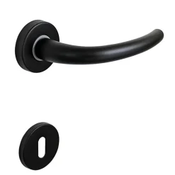 Hardwarexchange Poignée de porte intérieure sur rosace Zamac epoxy noir mat Avec ressort de rappel* Poignée Sur Rosace