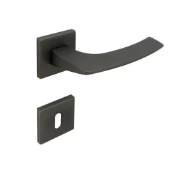 Hardwarexchange Poignée de porte intérieure sur rosaceZamac canon de fusil satiné mat Avec ressort de rappel* Poignée Sur Rosace