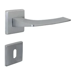 Hardwarexchange Poignée de porte intérieure sur rosaceZamac chrome satiné mat Avec ressort de rappel* Poignée Sur Rosace