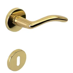 Hardwarexchange Poignée de porte intérieure sur rosace Laiton poli haute resistance Avec ressort de rappel* Poignée Sur Rosace