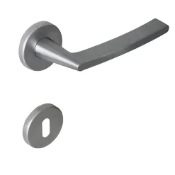 Hardwarexchange Poignée de porte intérieure sur rosace Zamac chrome satiné Avec ressort de rappel* Poignée Sur Rosace