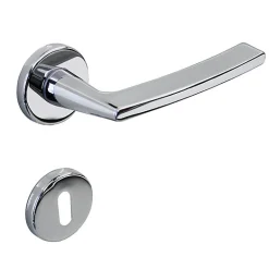 Hardwarexchange Poignée de porte intérieure sur rosace Zamac chrome brillant Avec ressort de rappel* Poignée Sur Rosace