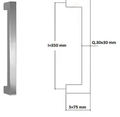 Online Hardwarexchange Poignée de tirage Carrée 30x30 mm - Entraxe350 mm - INOX 304 satiné