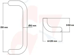 Sale Hardwarexchange Poignée de tirage Diamètre 32 mm - Entraxe350 mm - INOX 304 Laqué RAL 9005 Noir Mat