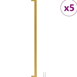 New Vidaxl Poignées d armoire 5 pcs doré 480 mm acier inoxydable