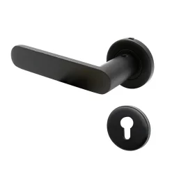 Cadap Poignées de Porte, Rosace Noir, Carré 7, Fermeture pour Clé Cylindre, Fabrication Française* Poignée Sur Rosace