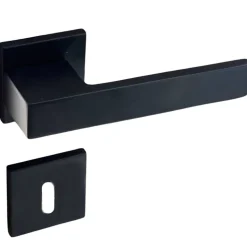 Discount Secury-T Poignées de porte sur rosace noir mat - Modèle Mathilda Trou de clé L