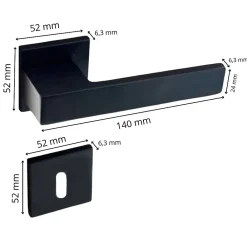 Discount Secury-T Poignées de porte sur rosace noir mat - Modèle Mathilda Trou de clé L