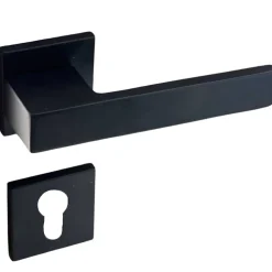 Clearance Secury-T Poignées de porte sur rosace noir mat - Modèle Mathilda Trou de cylindre i