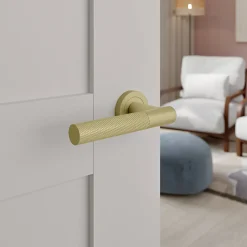 GoodHome Poignées sur rosace à visser en aluminium effet doré Irus* Poignée Sur Rosace