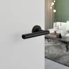 Clearance GoodHome Poignées sur rosace à visser ronde en aluminium noir mat Logeo