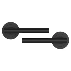 Clearance GoodHome Poignées sur rosace à visser ronde en aluminium noir mat Logeo