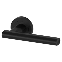 Clearance GoodHome Poignées sur rosace à visser ronde en aluminium noir mat Logeo