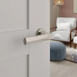 GoodHome Poignées sur rosace à visser hexagonale en aluminium effet chromé Soaz* Poignée Sur Rosace