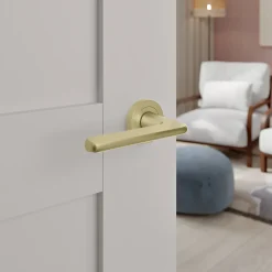 GoodHome Poignées sur rosace à visser en aluminium effet doré Arzh* Poignée Sur Rosace