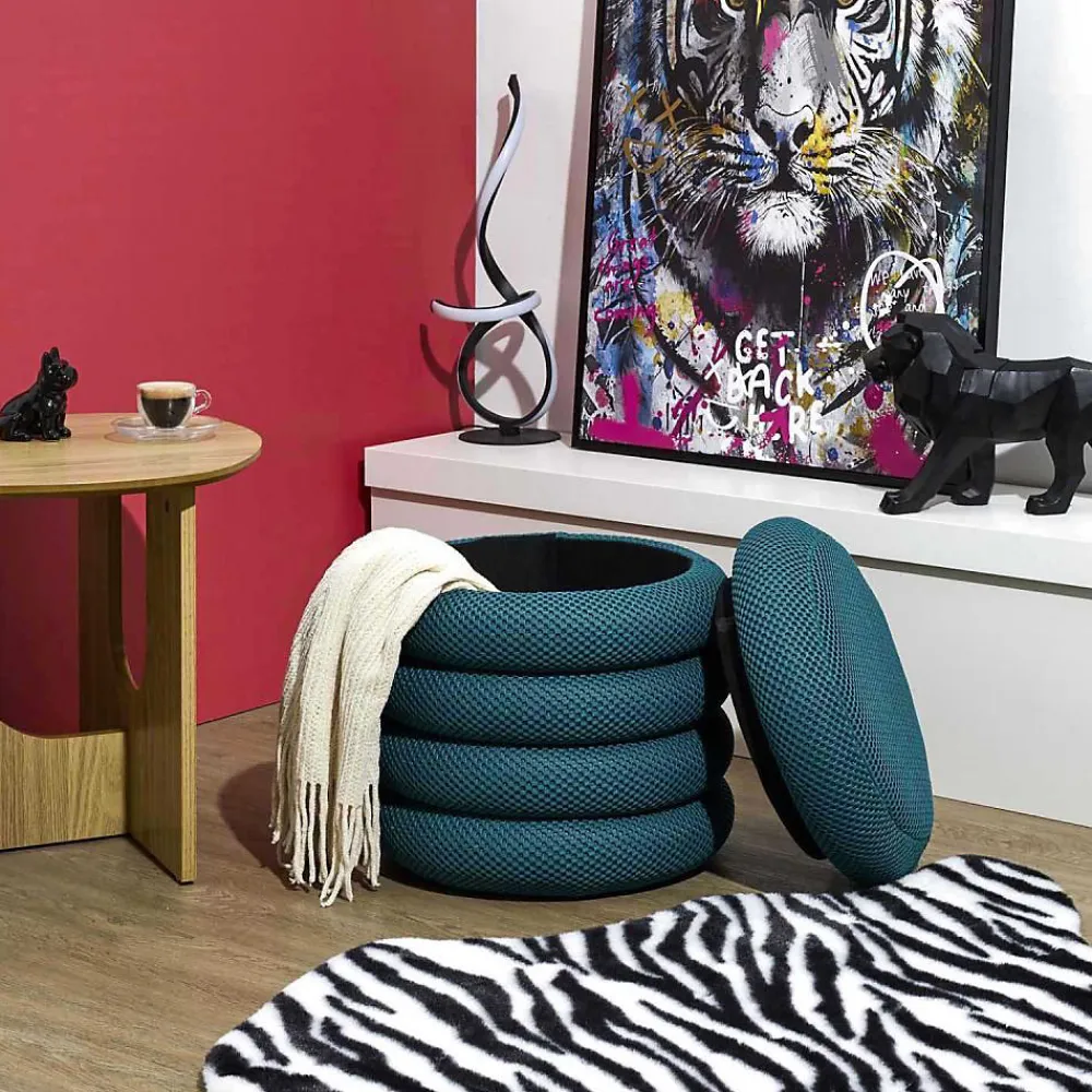 The Home Deco Factory Pouf 2 en 1 en tissu coloré Atome* Pouf Et Poire