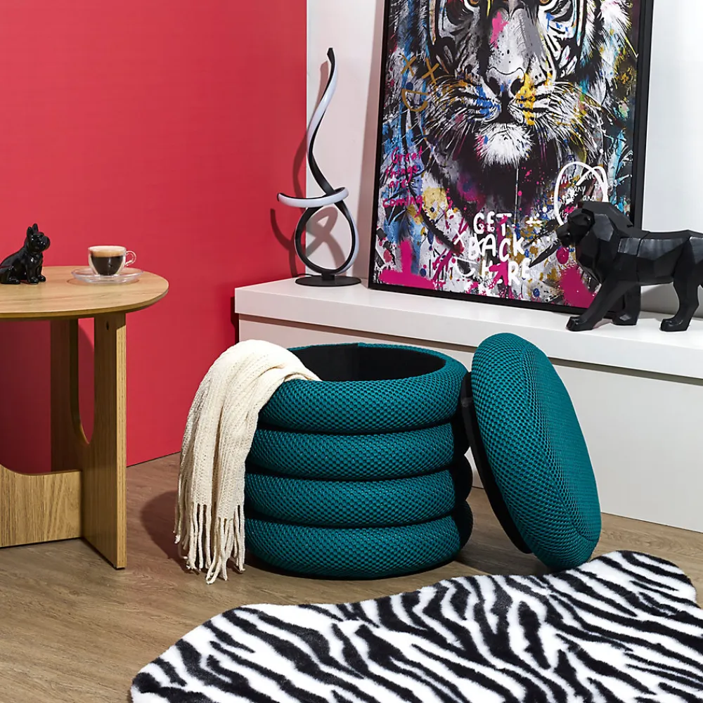 The Home Deco Factory Pouf 2 en 1 en tissu coloré Atome* Pouf Et Poire