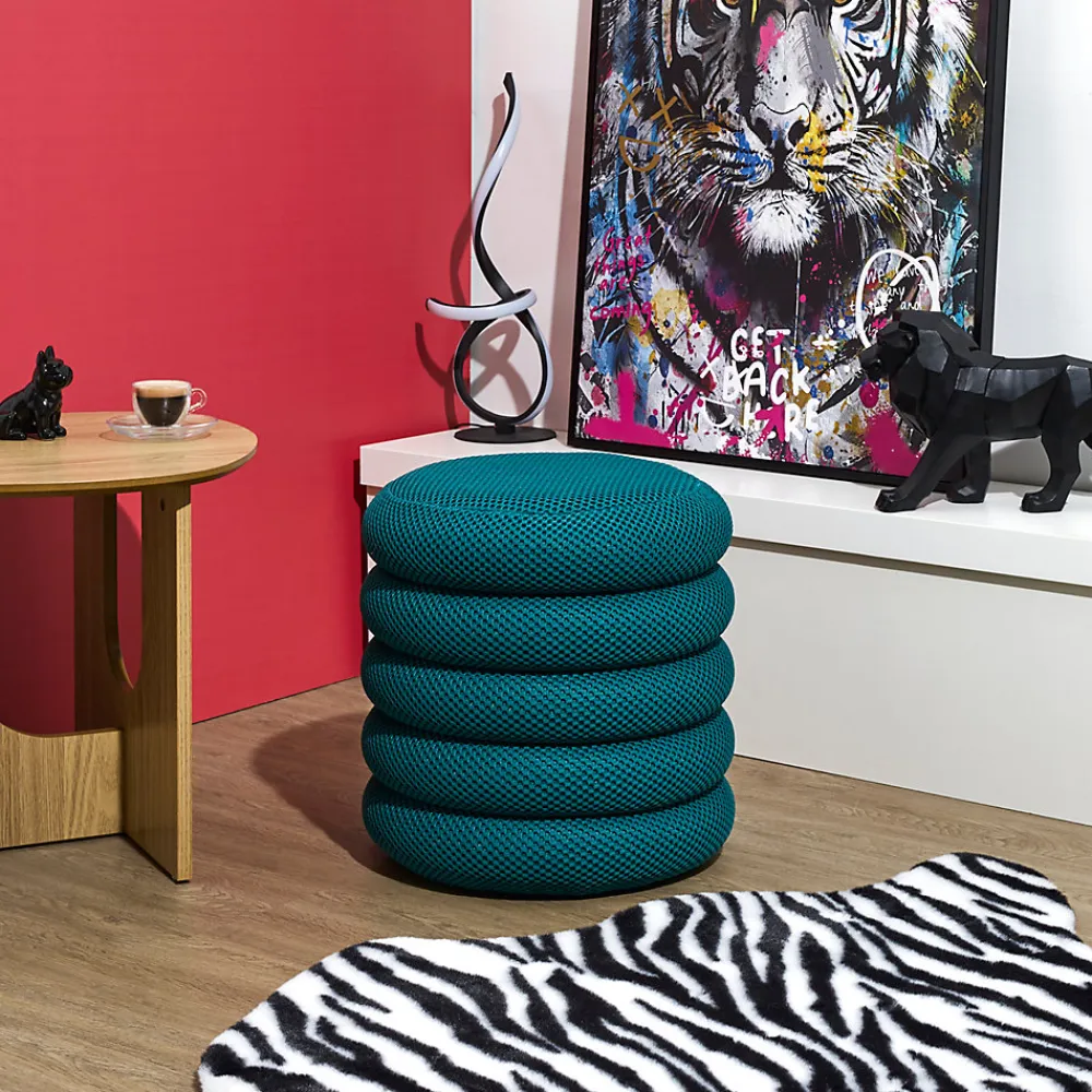The Home Deco Factory Pouf 2 en 1 en tissu coloré Atome* Pouf Et Poire
