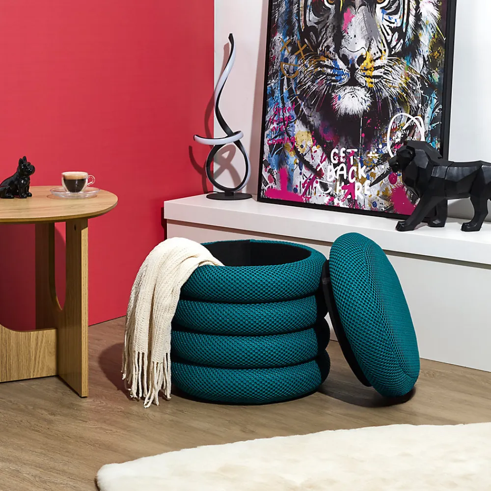 The Home Deco Factory Pouf 2 en 1 en tissu coloré Atome* Pouf Et Poire