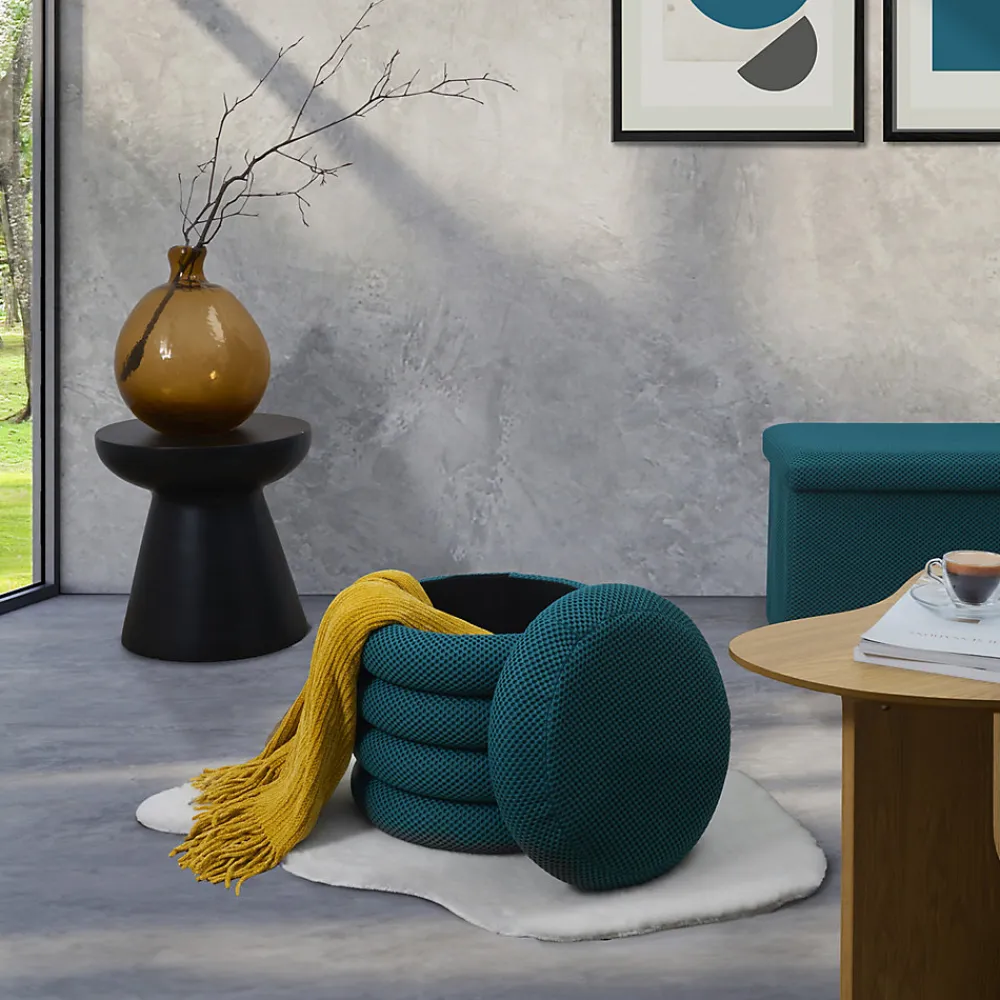 The Home Deco Factory Pouf 2 en 1 en tissu coloré Atome* Pouf Et Poire