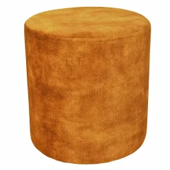 Clearance Meubletmoi Pouf - Repose-pieds rond D. 32 cm en velours jaune moutarde - JOEL