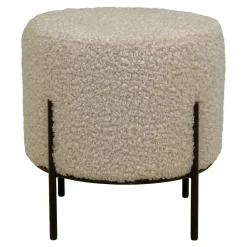 Discount House Nordic Pouf Alford en Peluche Gris-Brun avec Pieds Noirs - Élégance et Confort pour Votre Intérieur
