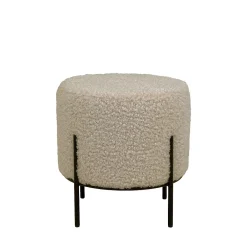 Discount House Nordic Pouf Alford en Peluche Gris-Brun avec Pieds Noirs - Élégance et Confort pour Votre Intérieur