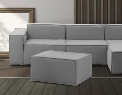 Talamo Italia Pouf Avolasca, Pouf de salon, Fauteuil relaxant en tissu rembourré, 100% Made in Italy, 80x70h43 cm, Gris* Pouf Et Poire