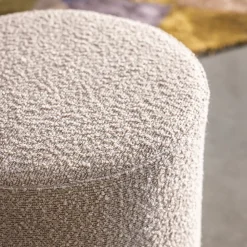 Outlet House Nordic Pouf Bouclé Beige Élégant Diam.34x36 cm - HN1233 pour un Style Unique