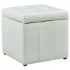 Vente-unique Pouf coffre de rangement SERAFINO en simili - Blanc* Pouf Et Poire