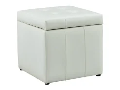 Vente-unique Pouf coffre de rangement SERAFINO en simili - Blanc* Pouf Et Poire