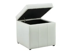 Vente-unique Pouf coffre de rangement SERAFINO en simili - Blanc* Pouf Et Poire