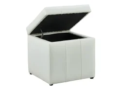 Vente-unique Pouf coffre de rangement SERAFINO en simili - Blanc* Pouf Et Poire