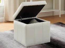 Vente-unique Pouf coffre de rangement SERAFINO en simili - Blanc* Pouf Et Poire