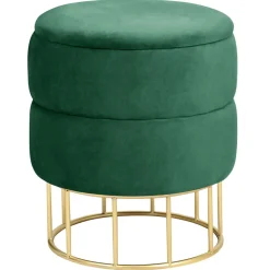 Outlet Akord Furniture Factory Pouf de Rangement avec Couvercle matelassé AKORD ELZA velour colour Vert Bouteille hauteur 42 cm