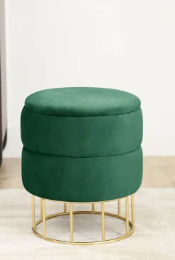 Outlet Akord Furniture Factory Pouf de Rangement avec Couvercle matelassé AKORD ELZA velour colour Vert Bouteille hauteur 42 cm