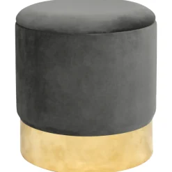 Akord Furniture Factory Pouf de Rangement avec Couvercle AKORD GOLDEN velour colour Gris Graphite hauteur 40 cm* Pouf Et Poire