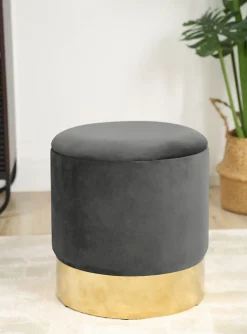 Akord Furniture Factory Pouf de Rangement avec Couvercle AKORD GOLDEN velour colour Gris Graphite hauteur 40 cm* Pouf Et Poire