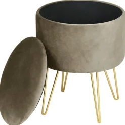 Discount Akord Furniture Factory Pouf de Rangement avec Couvercle AKORD LILI velour colour Beige hauteur 45 cm