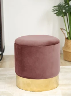 Discount Akord Furniture Factory Pouf de Rangement avec Couvercle AKORD GOLDEN velour colour Rose hauteur 40 cm